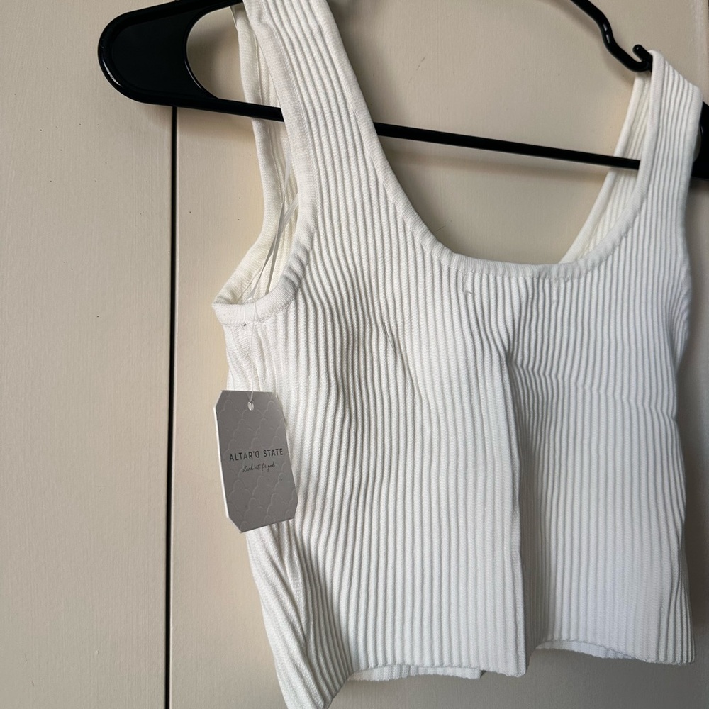 Altar'd State Cream Ribbed Tank Top - Picture 3 of 3